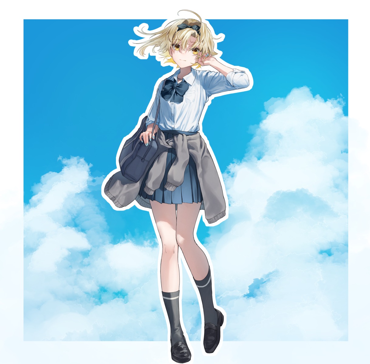 bionekojita, seifuku, sweater
