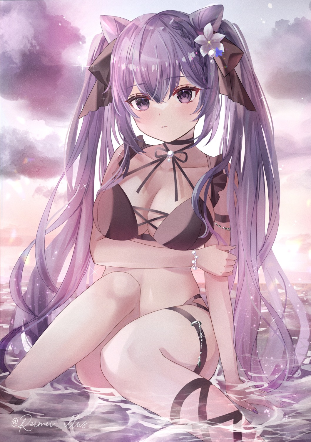 bikini, genshin_impact, kebaboishii, keqing, swimsuits