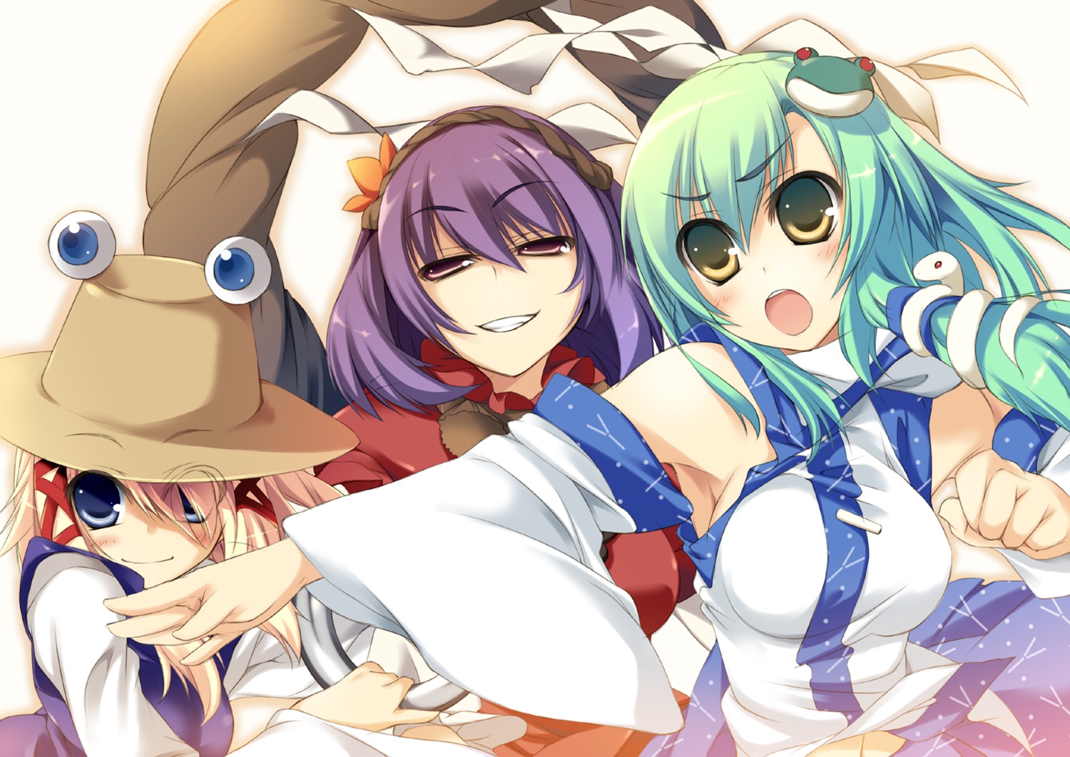 kochiya_sanae, moriya_suwako, ten_oni_touri, touhou, yasaka_kanako