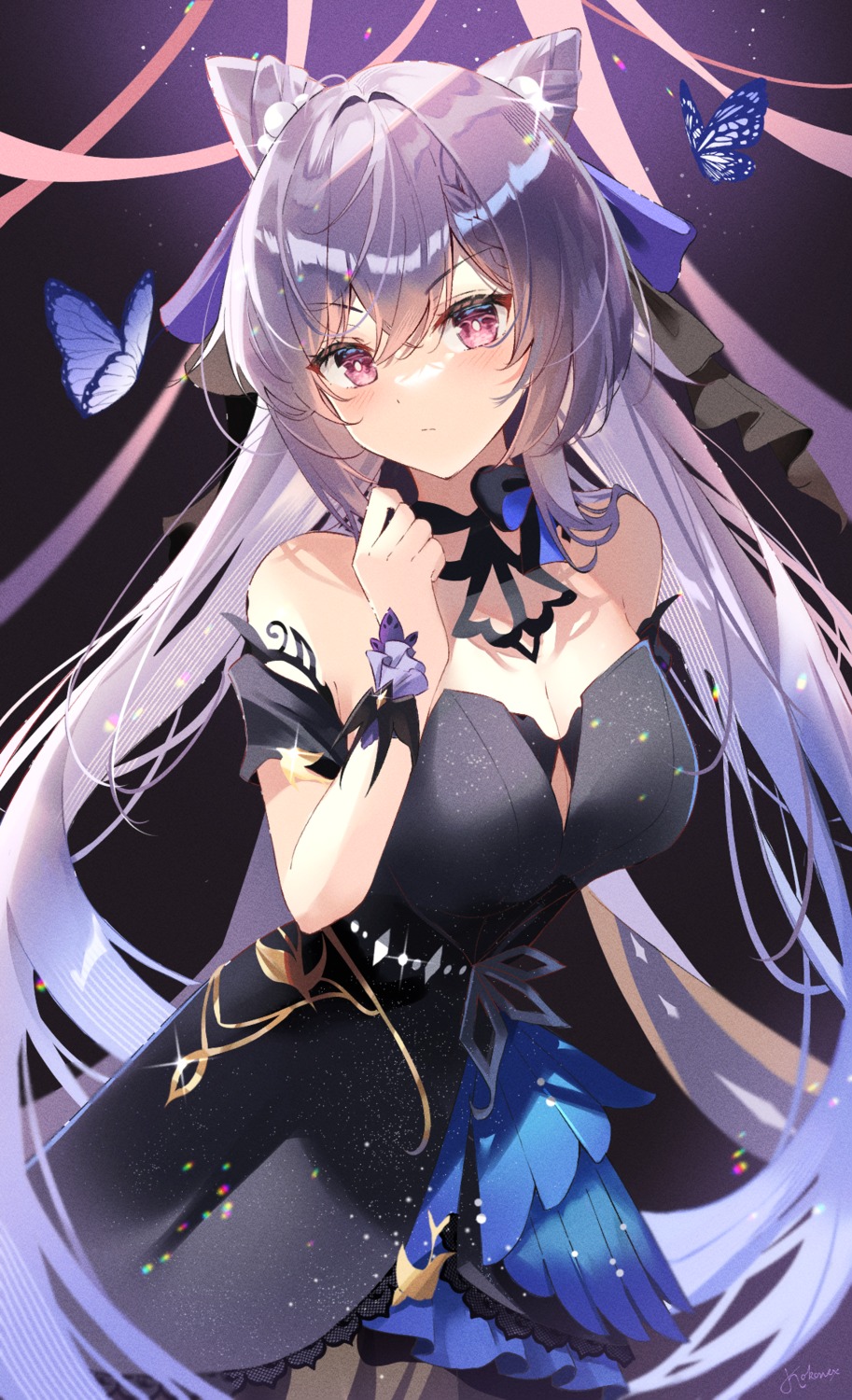 cleavage, dress, genshin_impact, keqing, starlight_crystalz