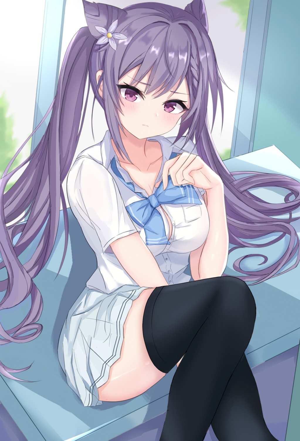 ana_(vvvvor), genshin_impact, keqing, seifuku, thighhighs