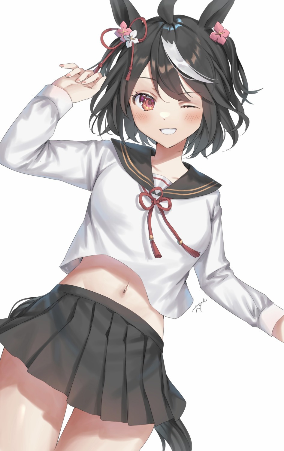 animal_ears, kitasan_black_(umamusume), oshage_(osyage921), seifuku, tail, uma_musume_pretty_derby