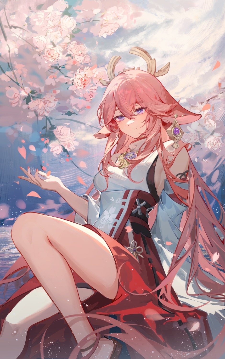 52hertz, animal_ears, genshin_impact, japanese_clothes, kitsune, yae_miko