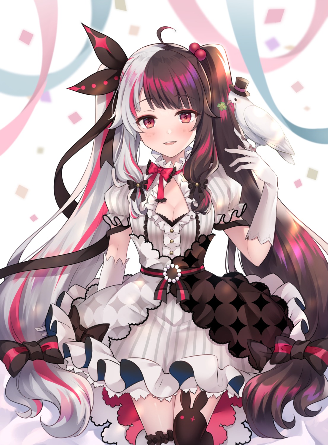 cleavage, dress, garter, gothic_lolita, ichinose_(sorario), lolita_fashion, nijisanji, thighhighs