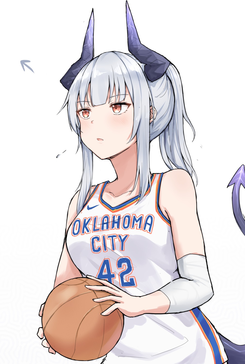 arknights, basketball, gym_uniform, horns, liskarm_(arknights), mango_(mgo), tail