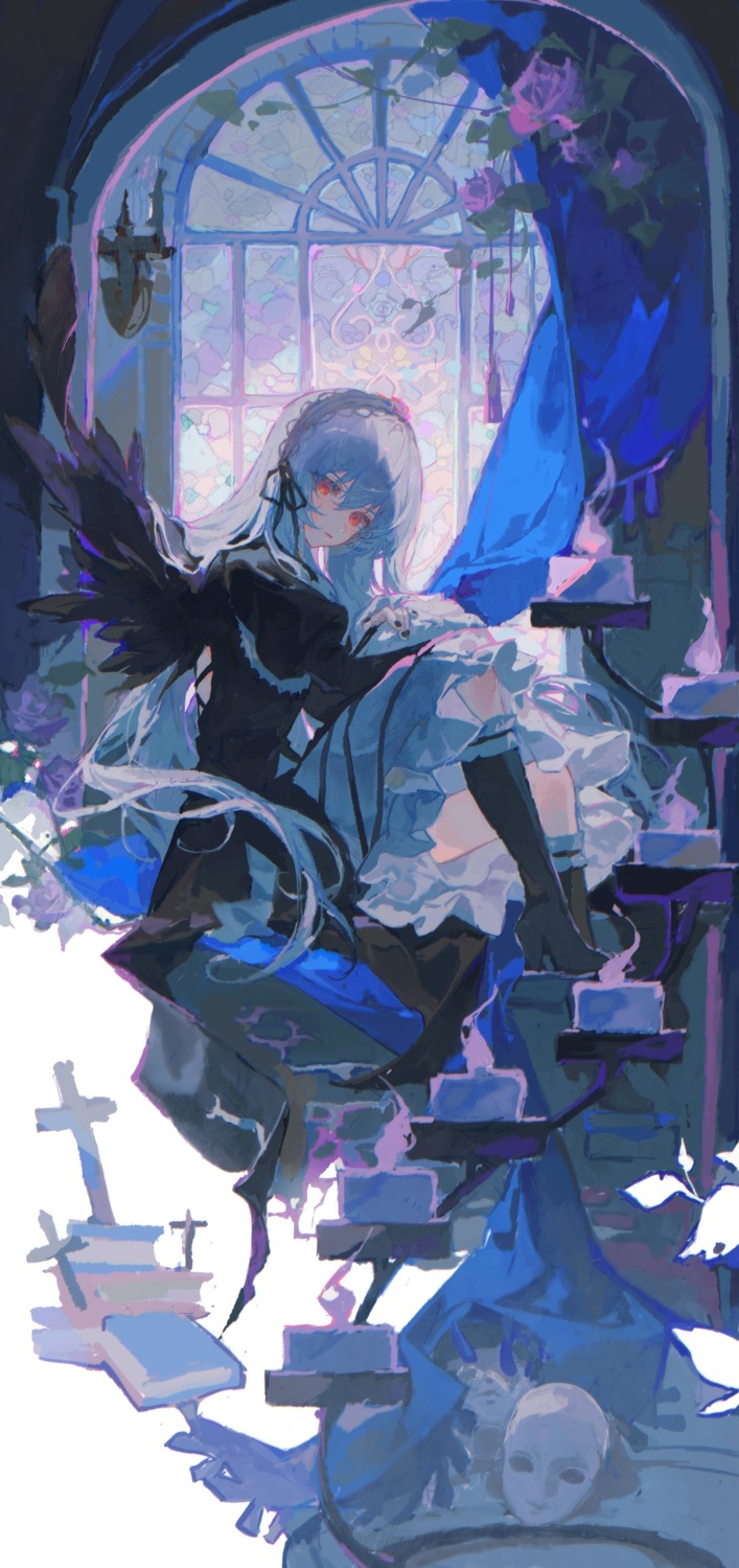 dress, gothic_lolita, heels, lolita_fashion, matcha, rozen_maiden, skirt_lift, suigintou