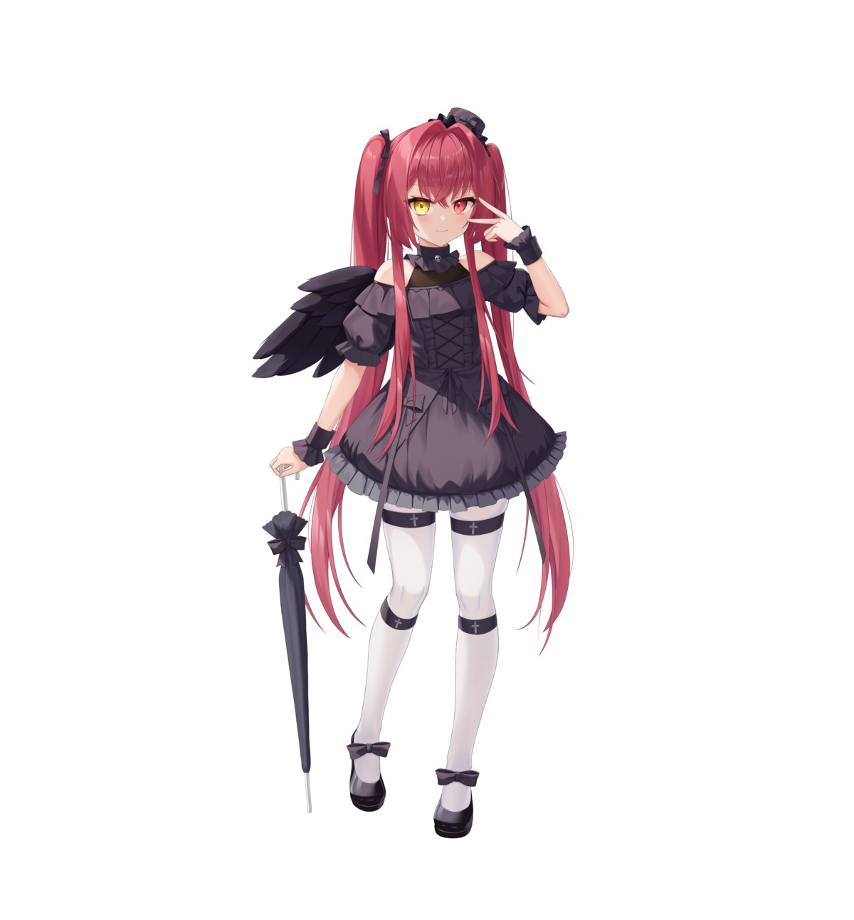 garter, heterochromia, jawr8473, marou_miriya, pantyhose, wings