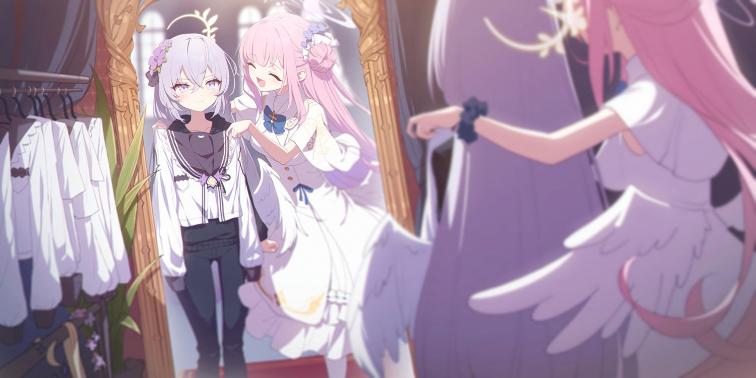 angel, blue_archive, dress, hennnachoco, misono_mika, seifuku, shirasu_azusa, wings