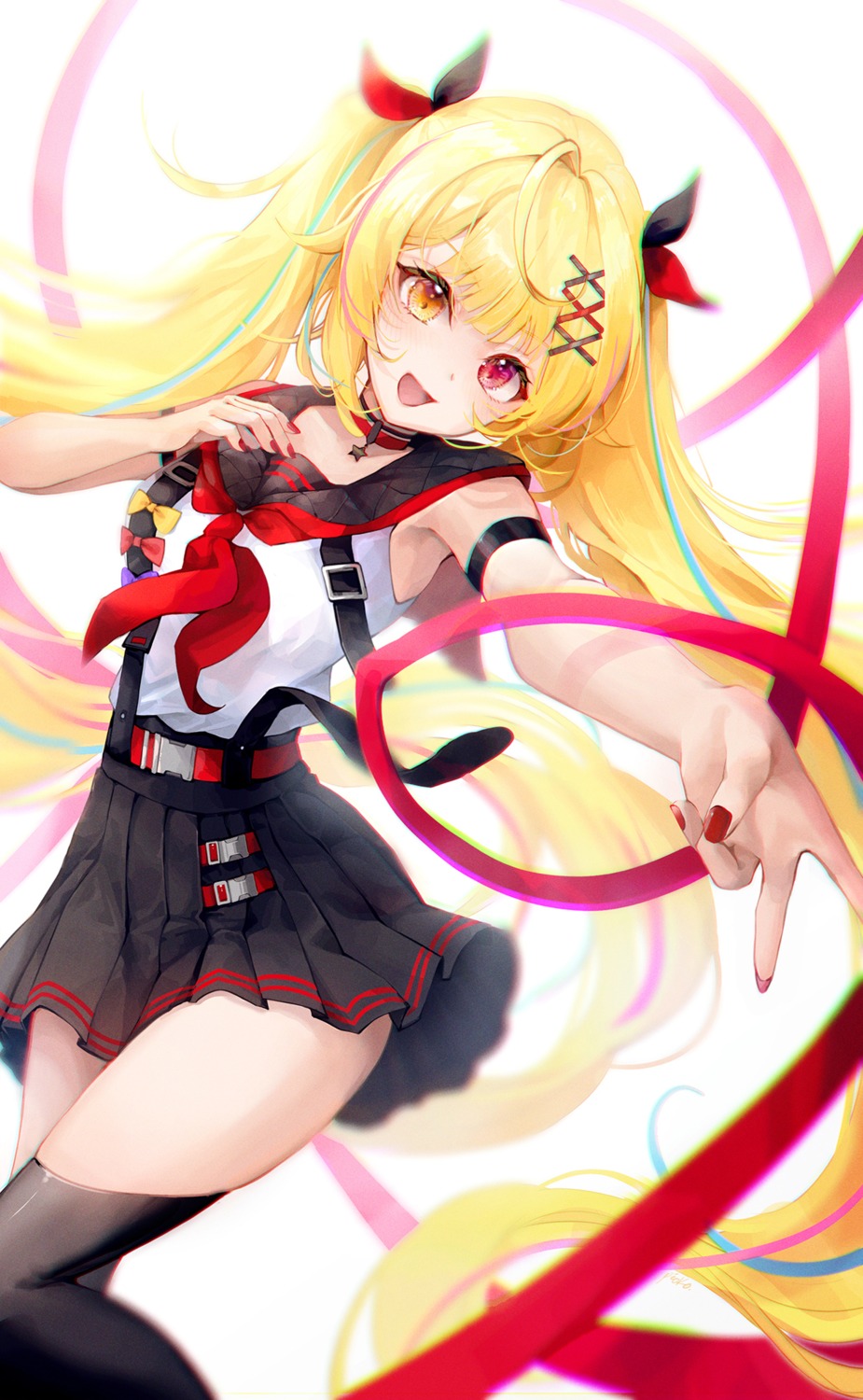 heterochromia, hoshikawa_sara, nijisanji, pioko, seifuku, thighhighs