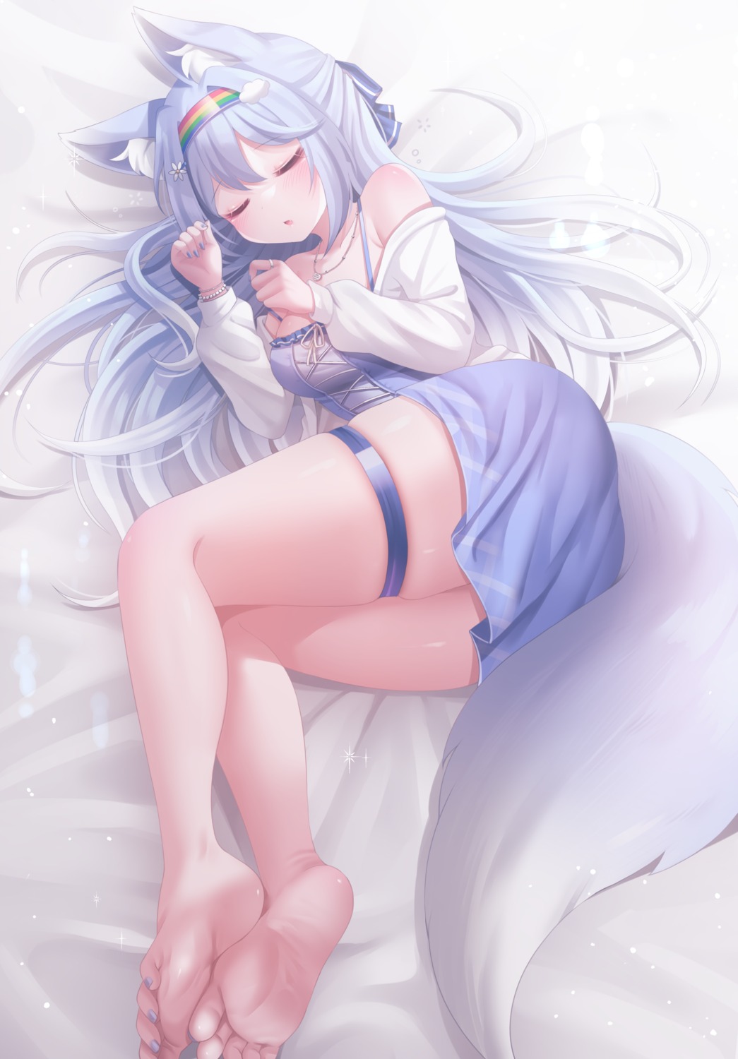 animal_ears, dress, feet, garter, honyang, tail