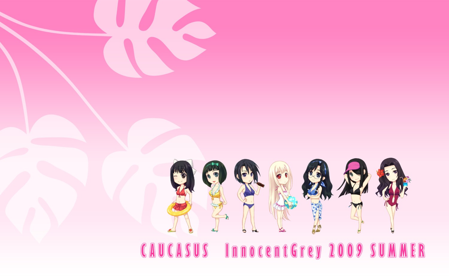 bikini, caucasus, chibi, hiyama_akane, innocent_grey, kirihara_souko, minakami_narumi, nanatsuki_ai