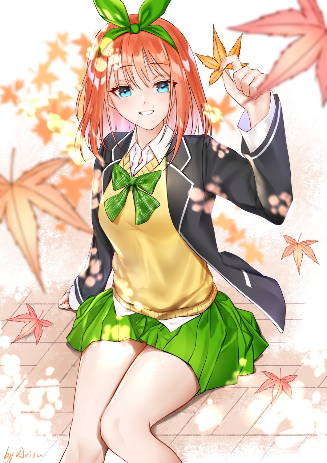 5-toubun_no_hanayome, arisu_(wangyunqiu), nakano_yotsuba, seifuku, sweater