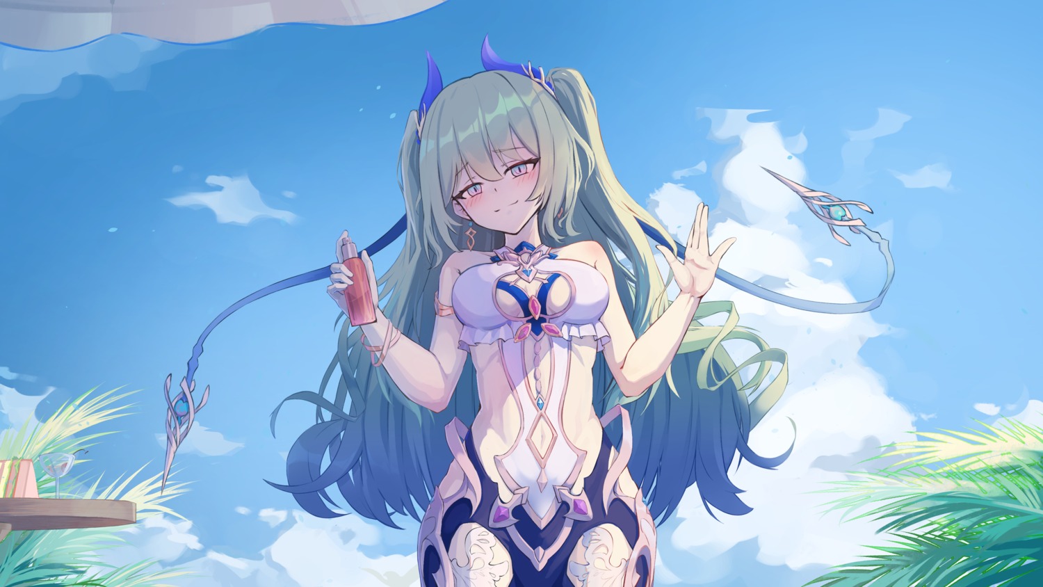 benghuai_xueyuan, caisena, honkai_impact, horns, mobius_(honkai_impact), wallpaper