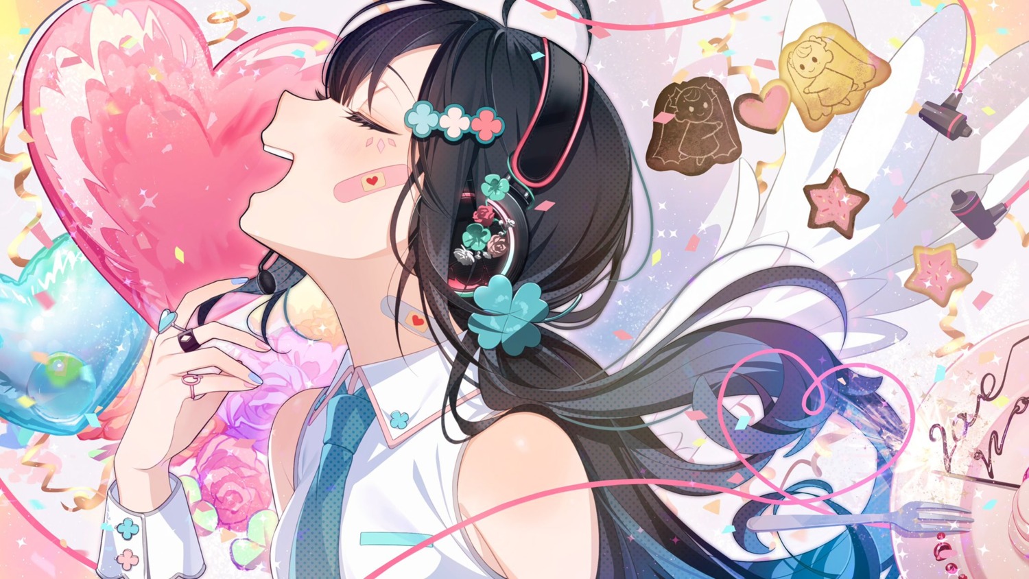 headphones, sayu_(snowman_and_mayu)