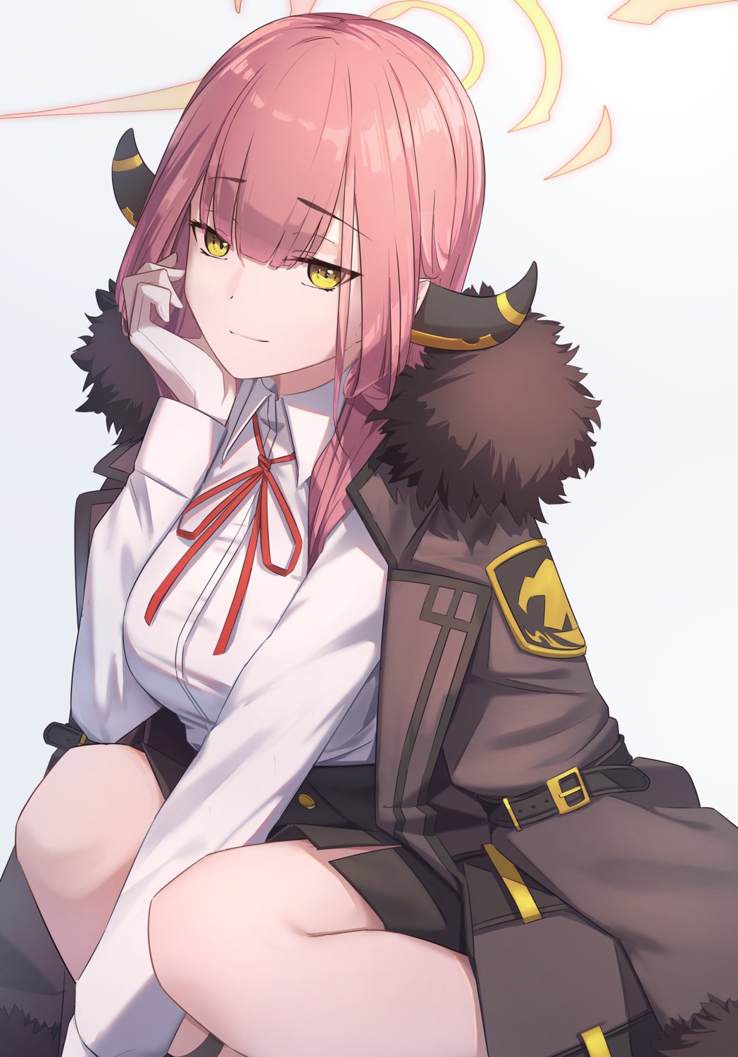 blue_archive, dress_shirt, halo, horns, rikuhachima_aru, sawarineko