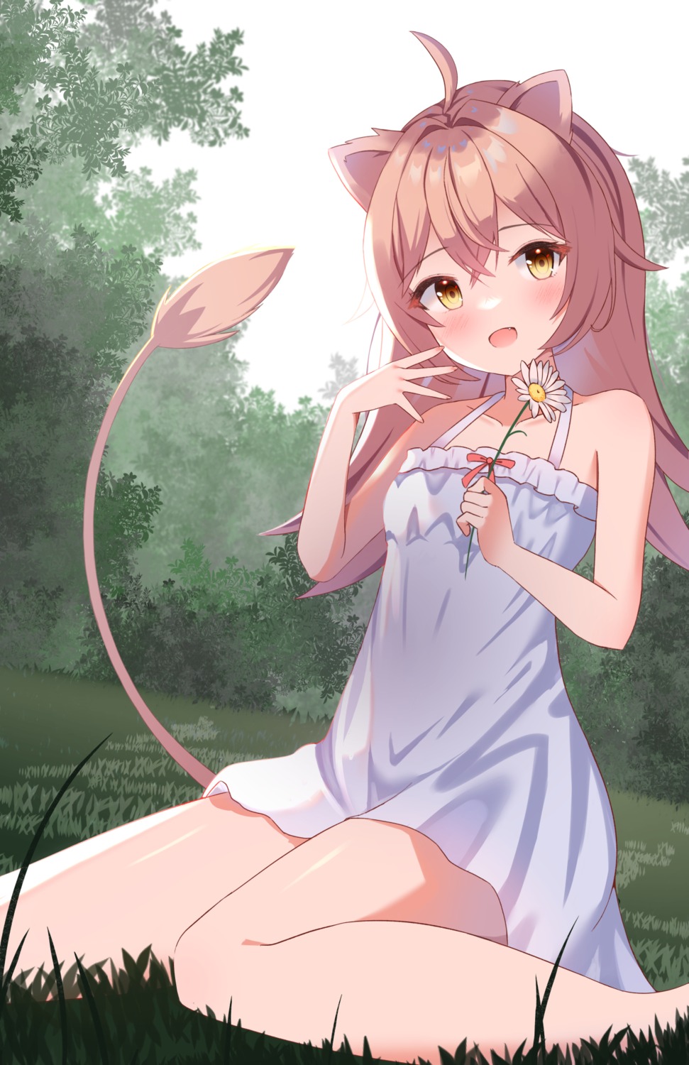 animal_ears, dress, indie_virtual_youtuber, kawaiipony2, rurudo_lion, summer_dress, tail