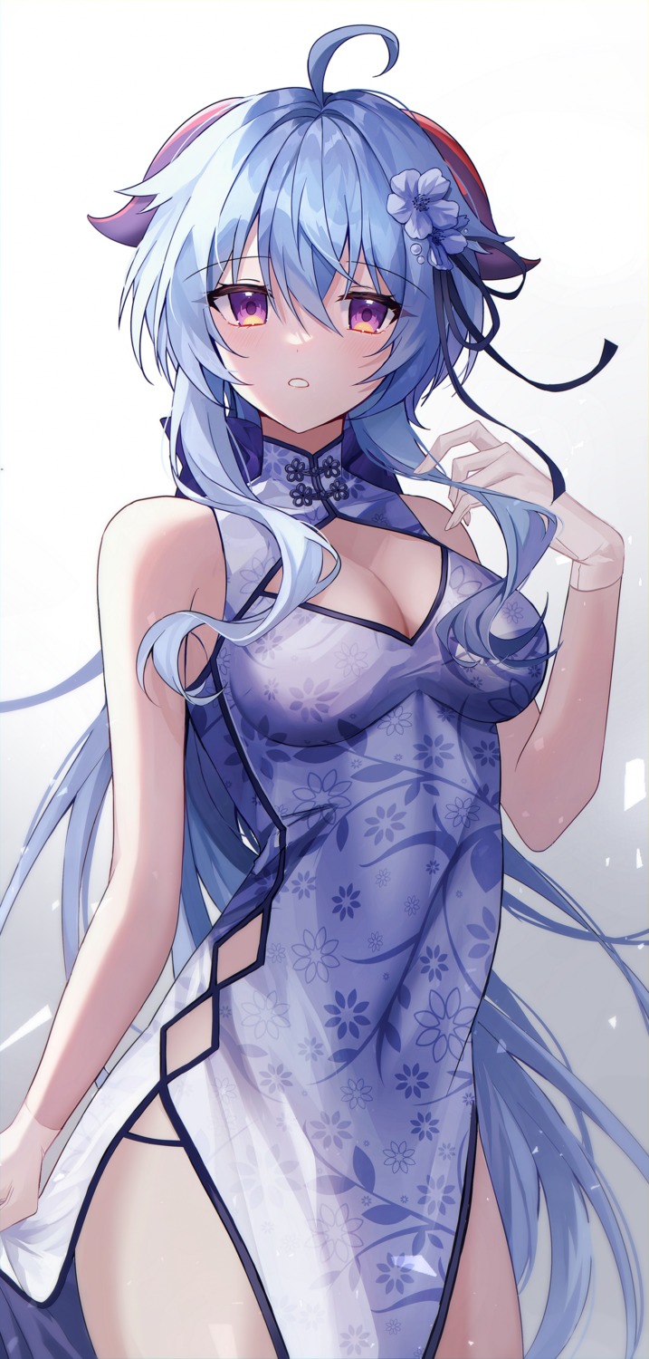 chinadress, cleavage, ganyu, genshin_impact, horns, seno_(senohime)