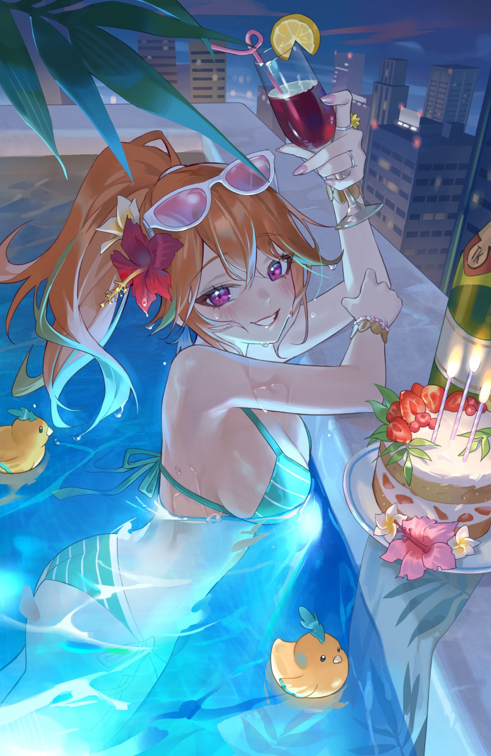 bathing, bikini, hololive, hololive_english, jyuma, megane, swimsuits, takanashi_kiara