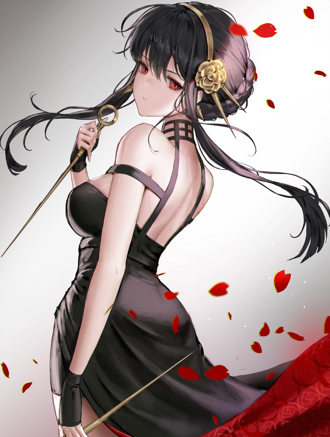 dress, jademoon, no_bra, spy_x_family, weapon, yor_briar
