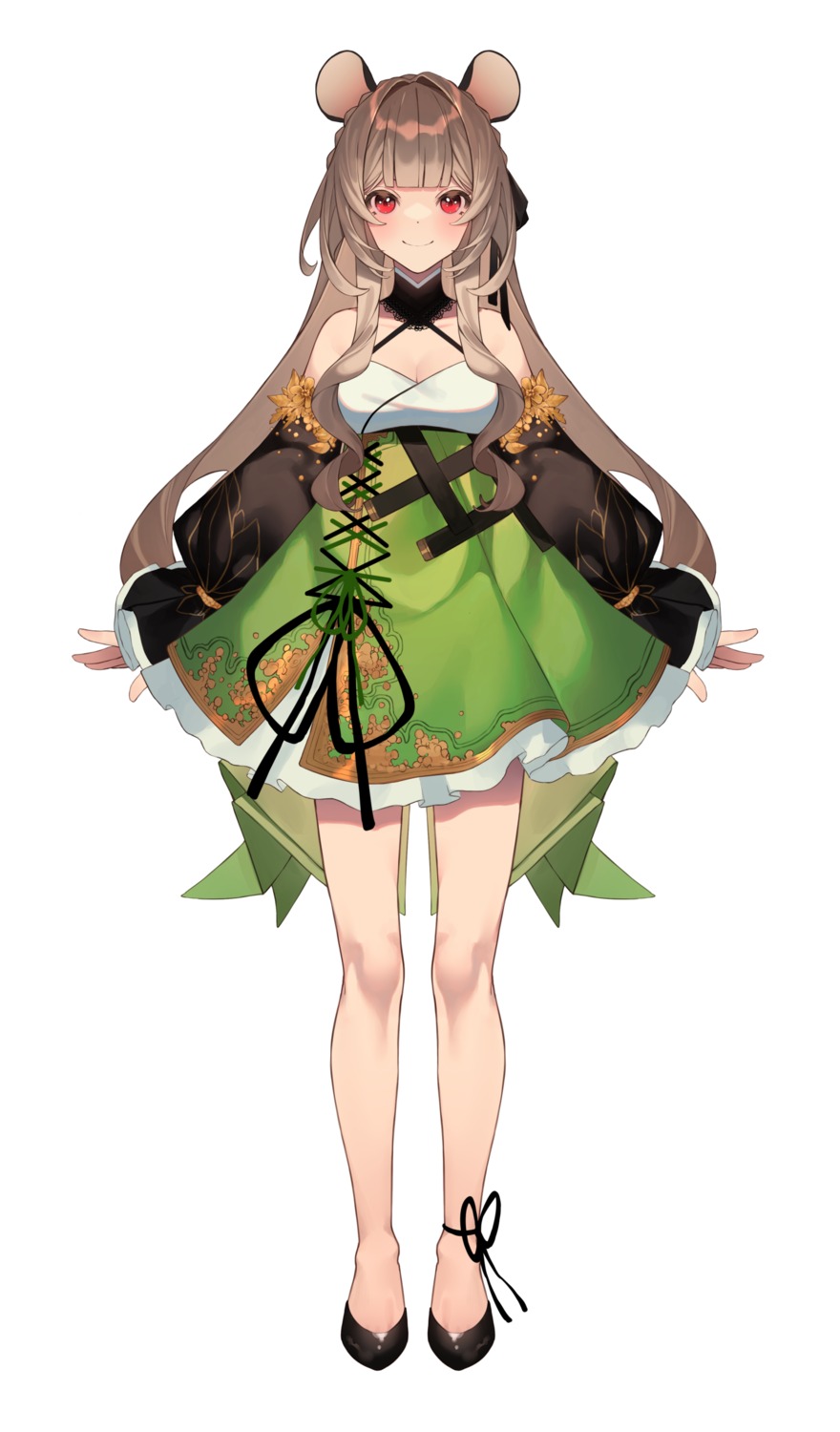 animal_ears, asian_clothes, cleavage, shotgunman
