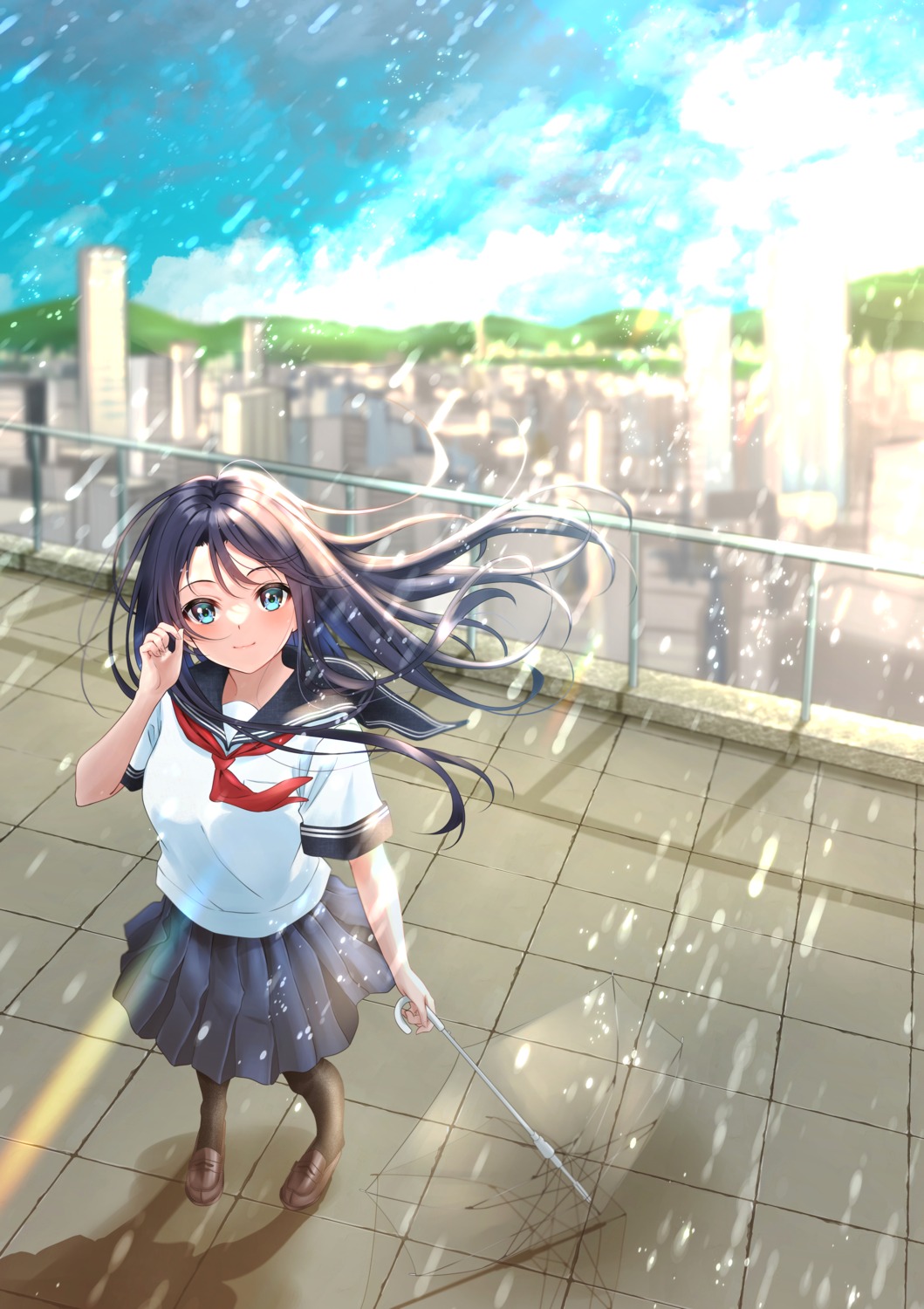 landscape, seifuku, umbrella, yoshiki_3821