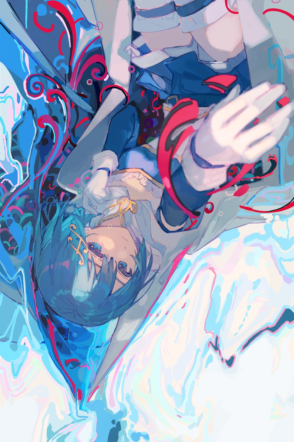 ciloranko, cleavage, mahou_shoujo_madoka_magica, miki_sayaka, sketch, thighhighs