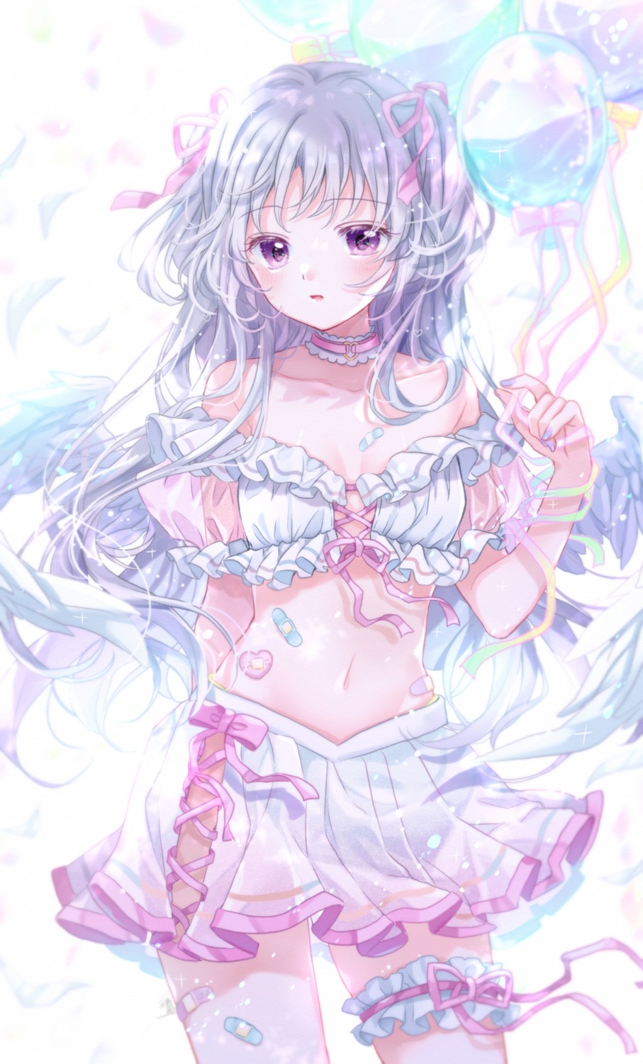 bandaid, cleavage, garter, kousagi, no_bra, see_through