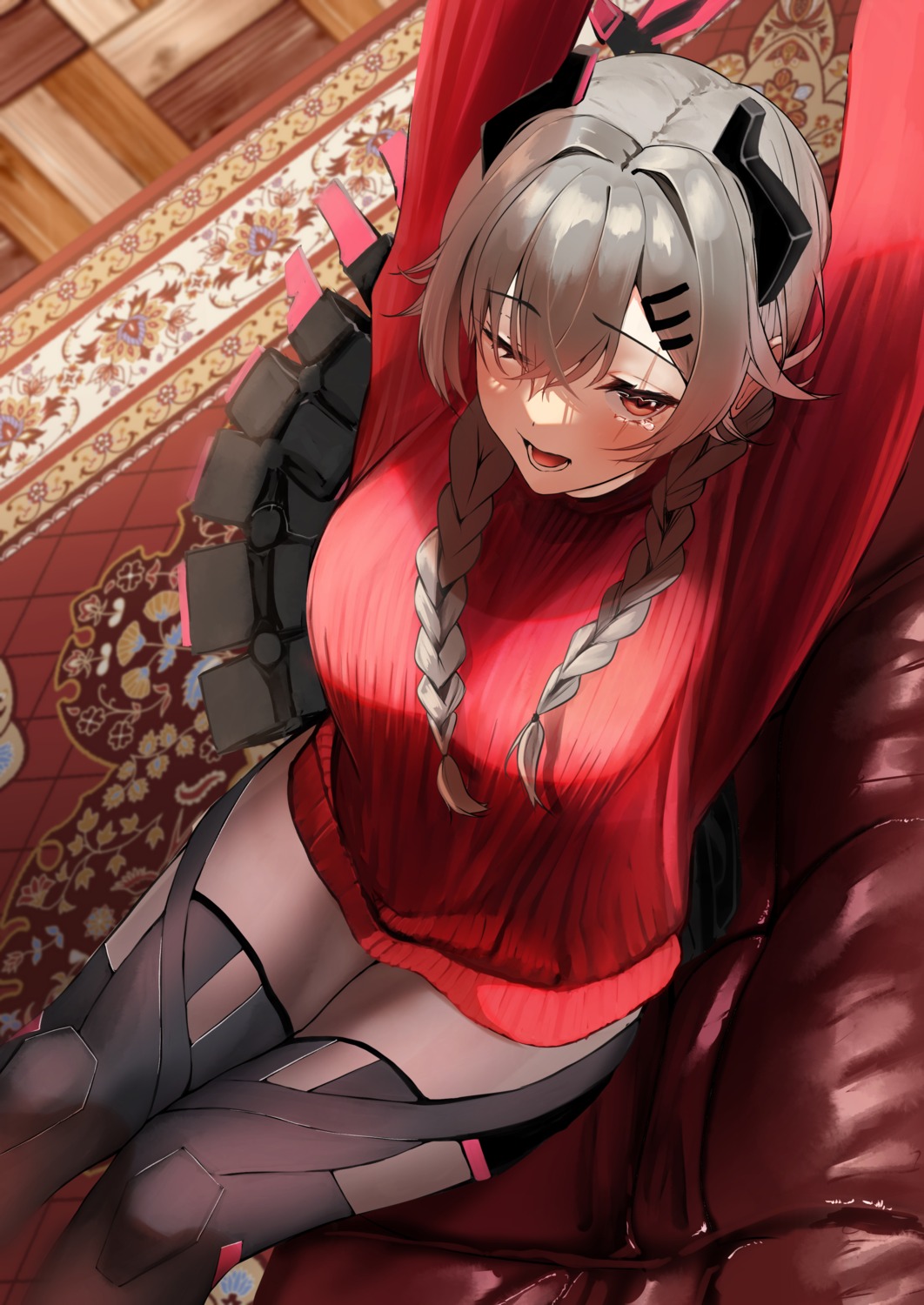 indie_virtual_youtuber, oreazu, pantyhose, saruei_(vtuber), sweater, thighhighs