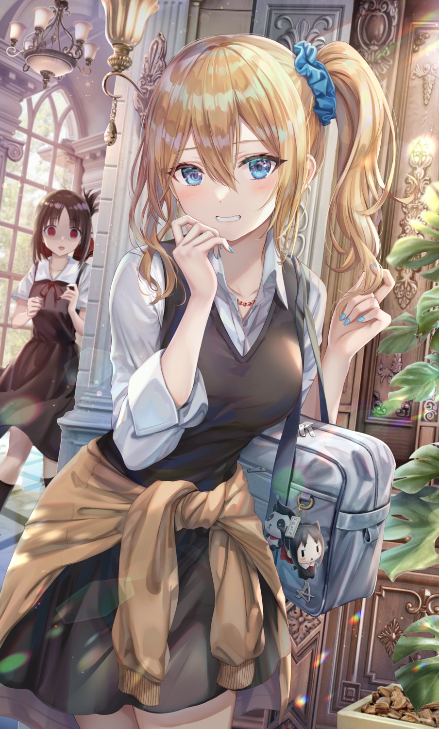 chibi, hayasaka_ai, kaguya-sama_wa_kokurasetai_~tensai-tachi_no_renai_zunousen~, seifuku, shinomiya_kaguya, sweater, torino_akua, yandere