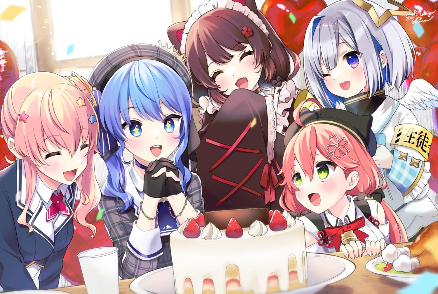amane_kanata, anemachi, angel, animal_ears, crossover, hololive, hoshimachi_suisei, inui_toko