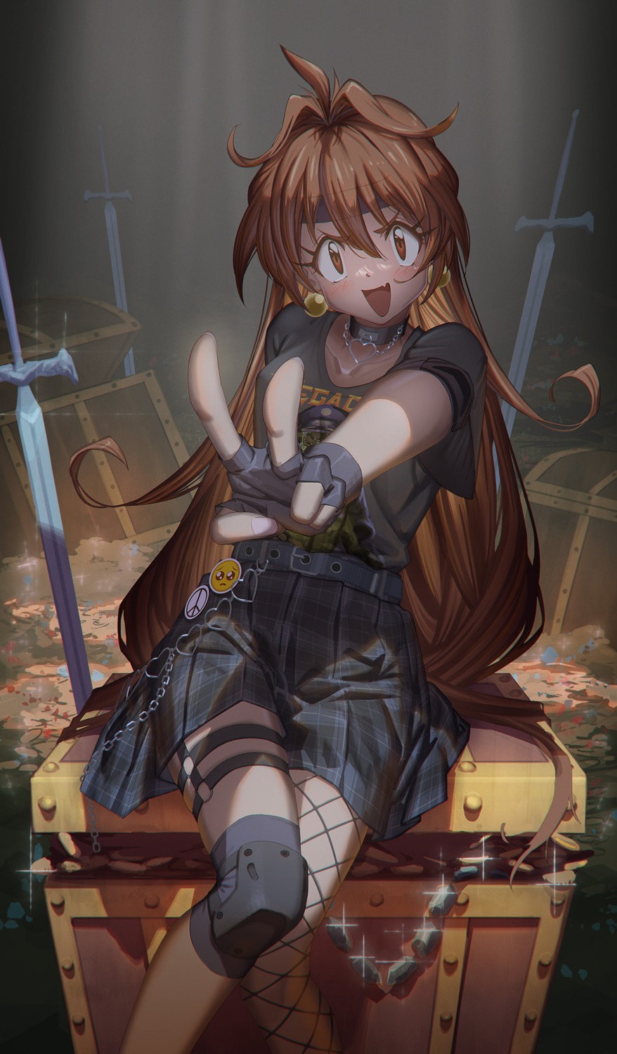 fishnets, garter, hironii_(hirofactory), lina_inverse, slayers, sword, thighhighs