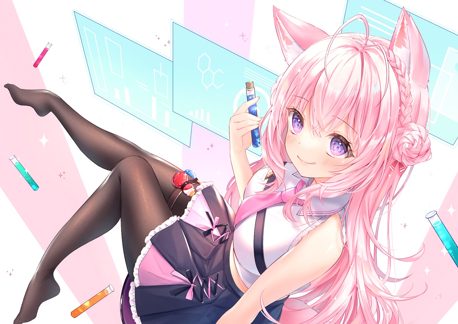 animal_ears, hakui_koyori, haruyama_natsuwo, hololive, pantyhose