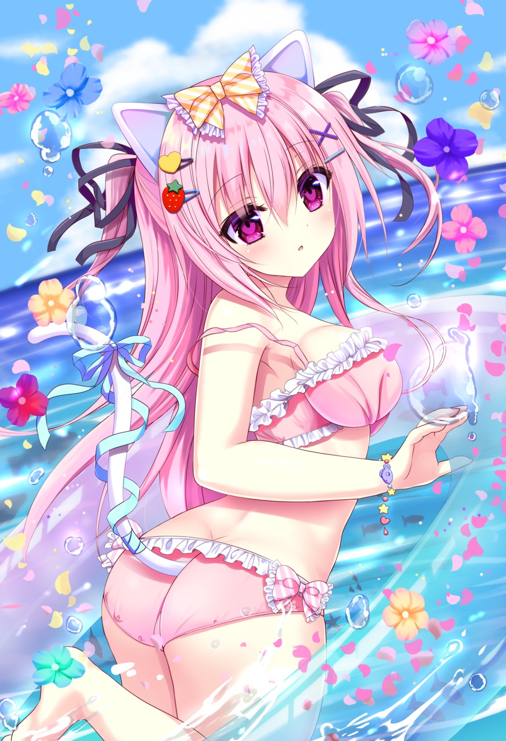 animal_ears, ass, bikini, nekomimi, shiwasu_horio, swimsuits, tail