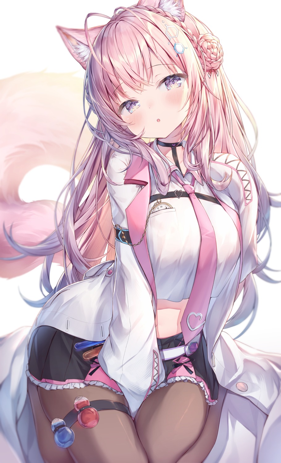 animal_ears, garter, hakui_koyori, hololive, pantyhose, tail, topia