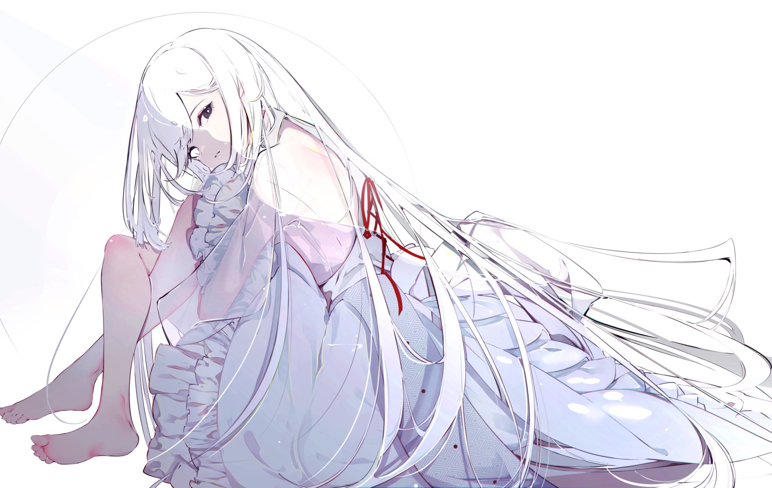 dress, feet, maimuro, no_bra, see_through