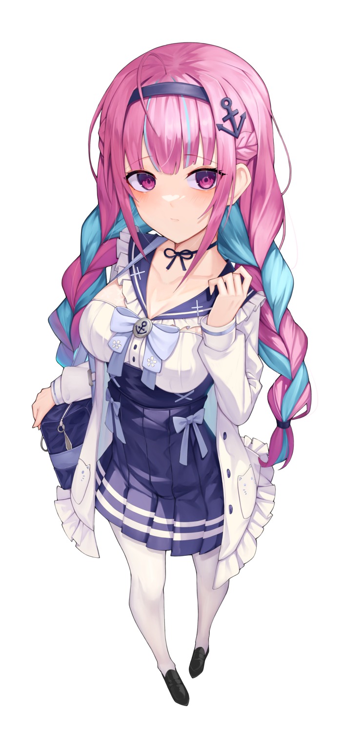 aoria, hololive, minato_aqua, pantyhose, seifuku