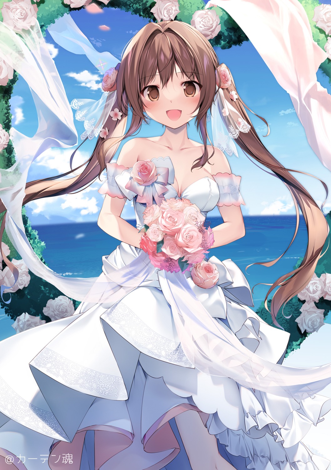 aomi_kanon, dress, karory, no_bra, skirt_lift, wedding_dress