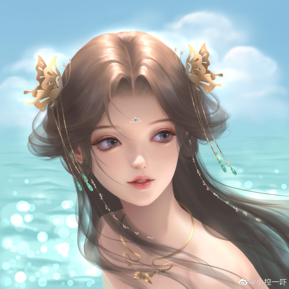 bi_yao, jade_dynasty, no_bra, watermark, xiao_kong_yi_xia