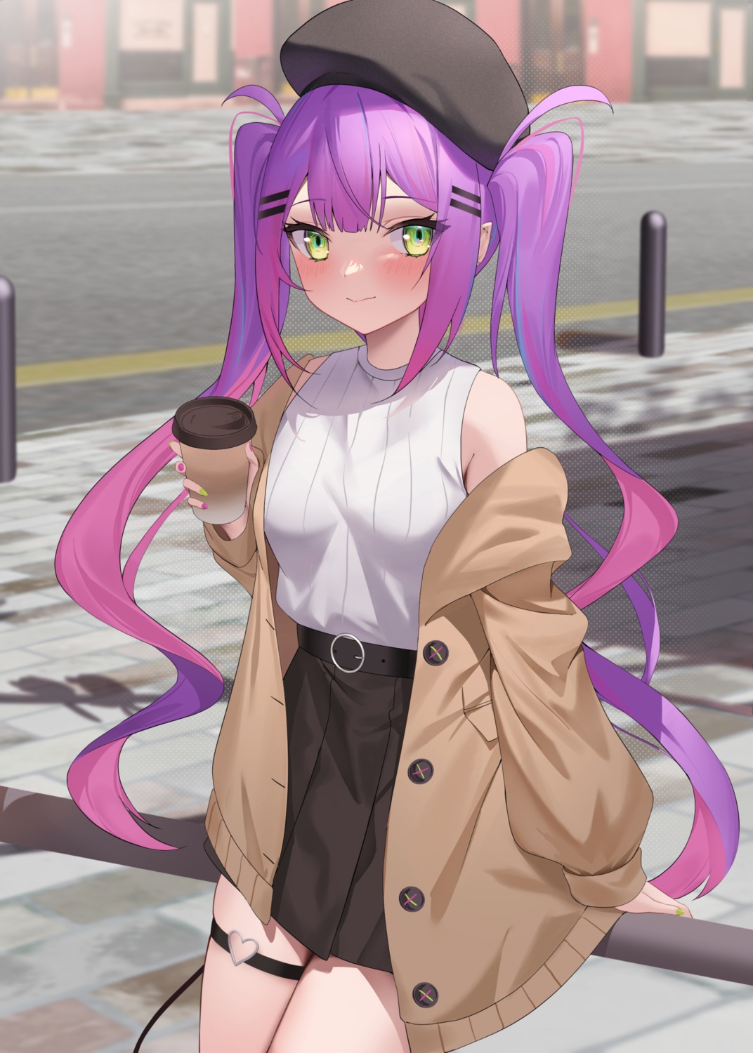 detexted, garter, hololive, jmao, pointy_ears, sweater, tail, tokoyami_towa