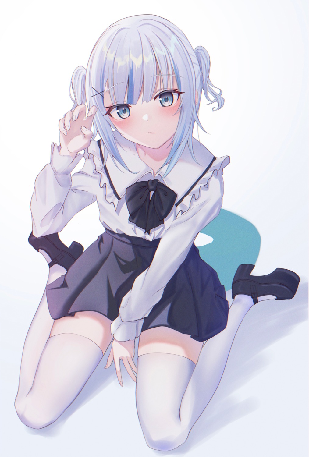 gawr_gura, heels, hololive, hololive_english, rin_(pixiv26201783), seifuku, tail, thighhighs