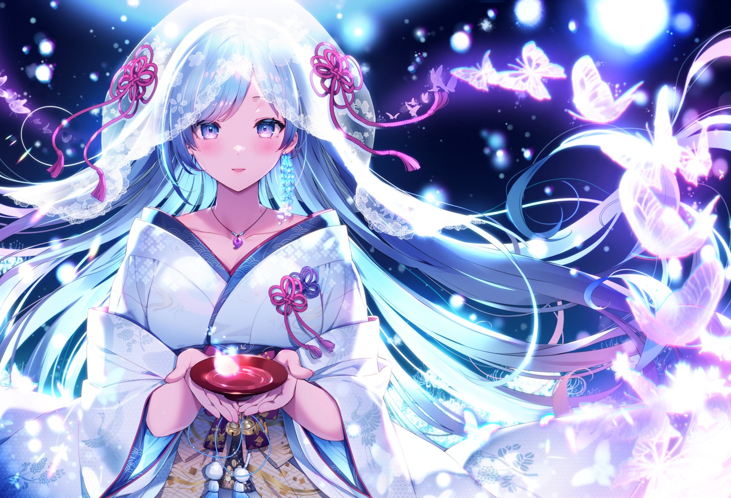 emori_miku, emori_miku_project, katto_(viking), kimono, no_bra, sake