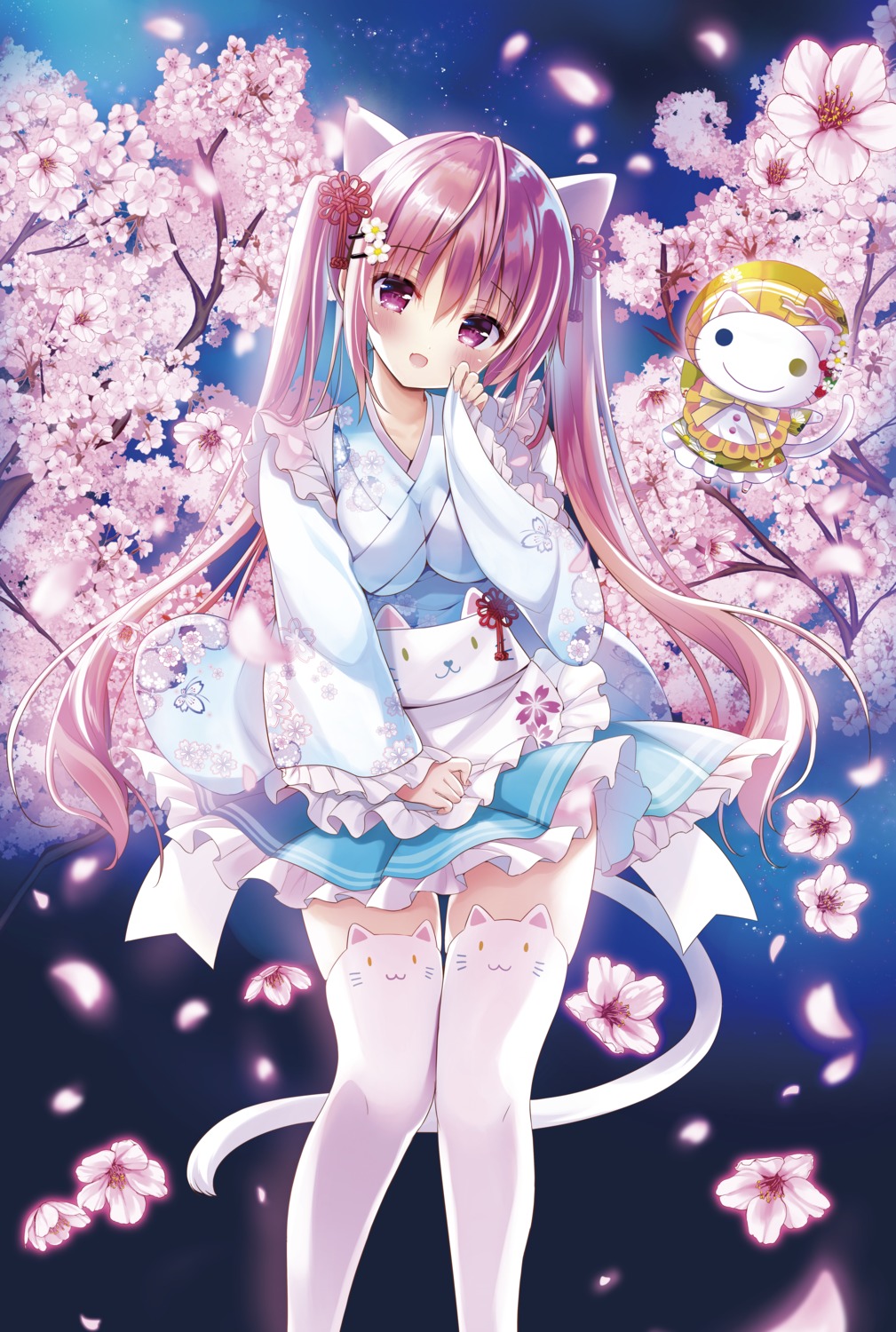 animal_ears, maid, nekomimi, shiwasu_horio, skirt_lift, tail, thighhighs, wa_maid