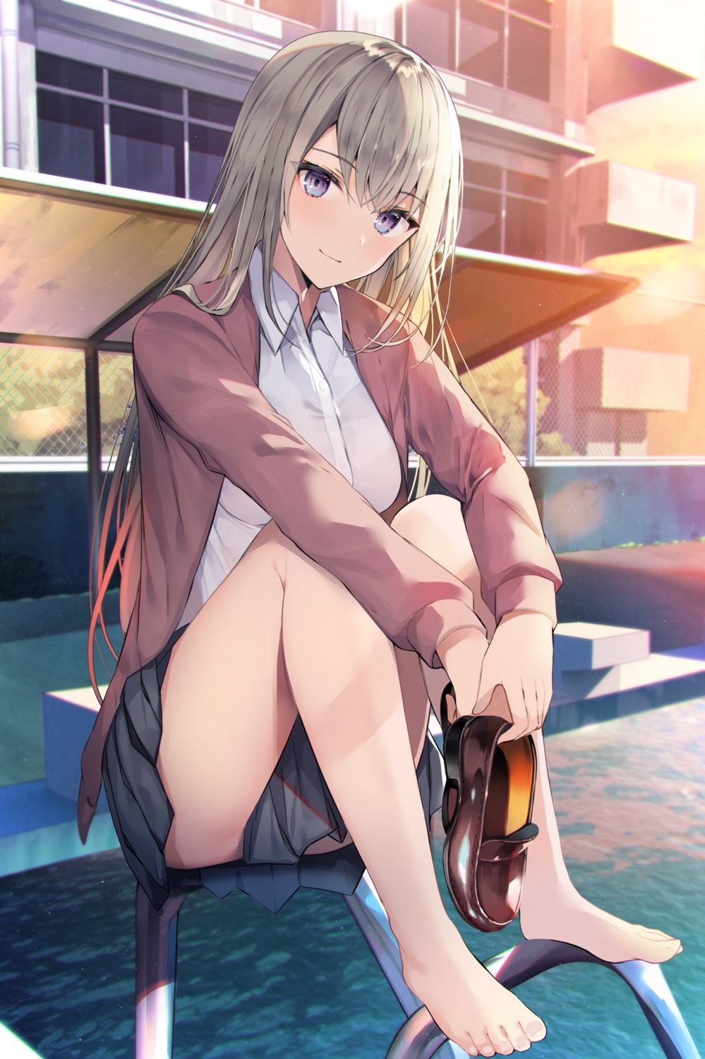 feet, seifuku, skirt_lift, tetsubuta