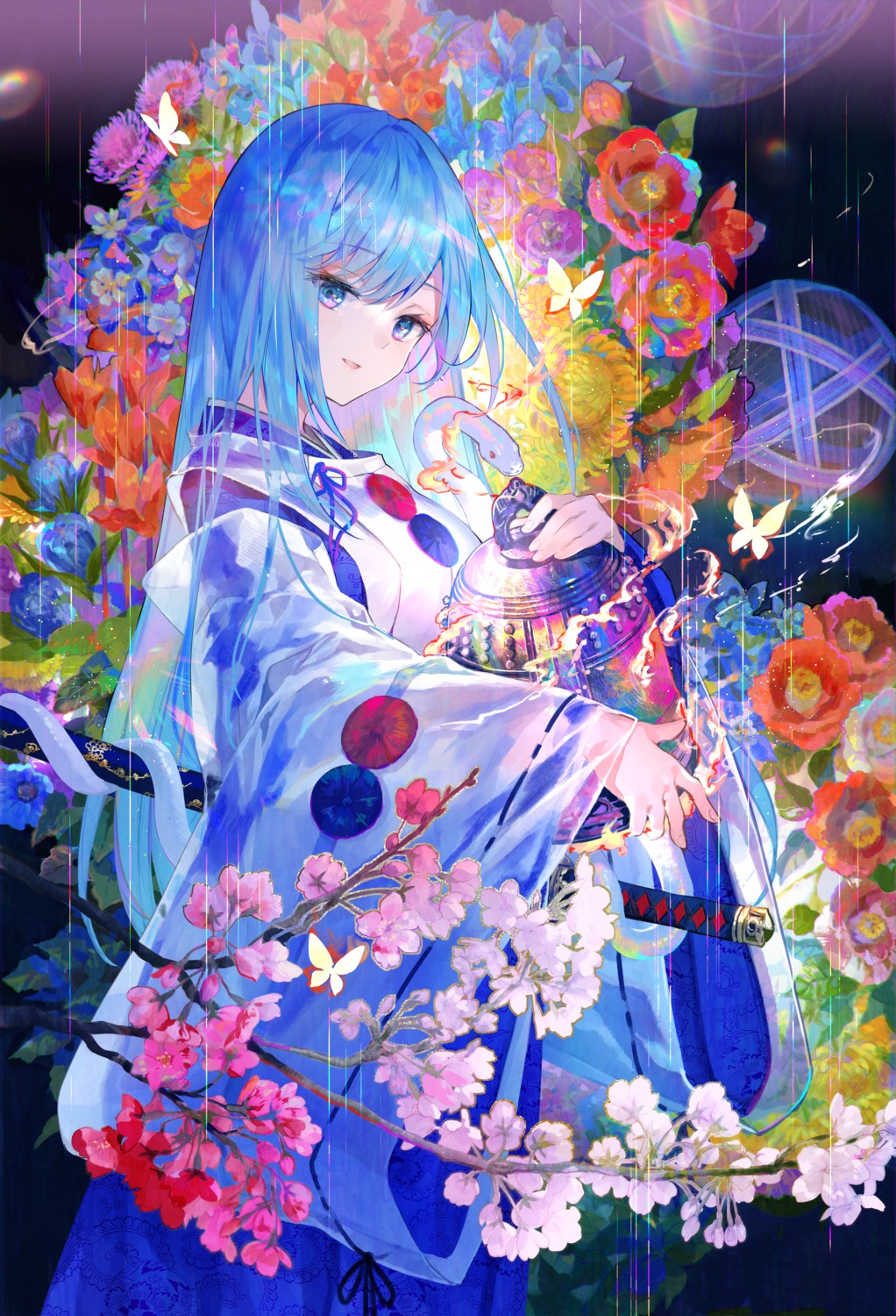 emori_miku, emori_miku_project, fuzichoko, miko, see_through, sword, wet_clothes