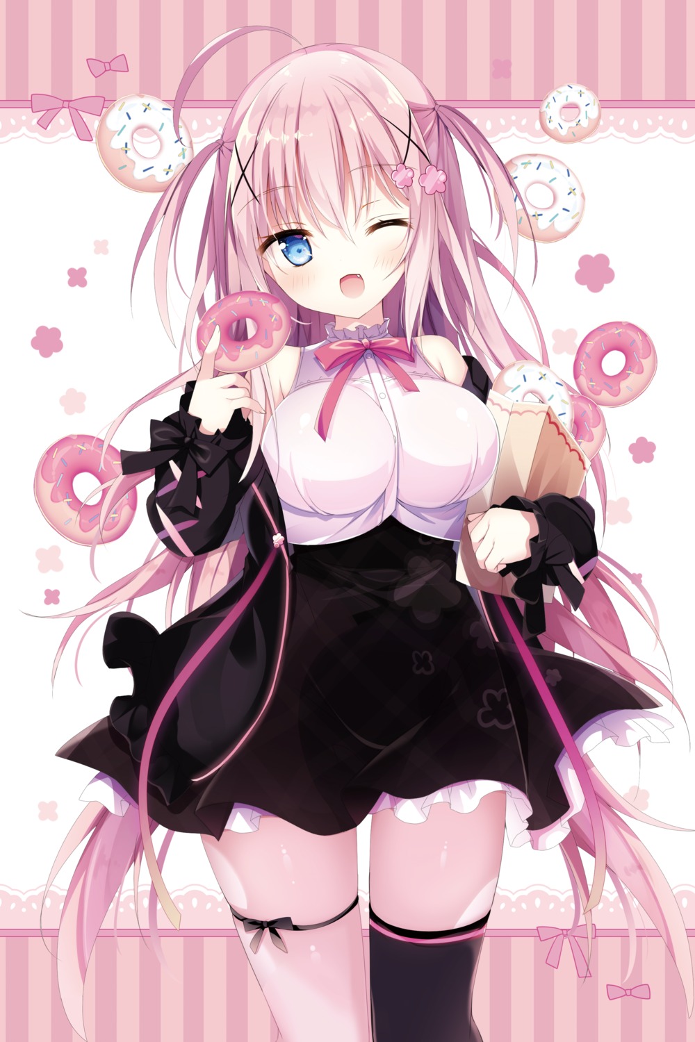 garter, no_bra, shiromochi_sakura, thighhighs