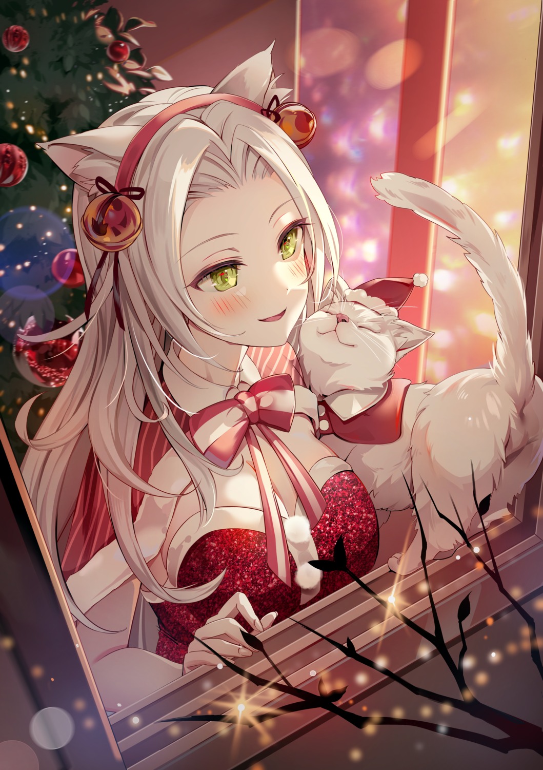 animal_ears, christmas, cleavage, luna_nyann, neko, nekomimi