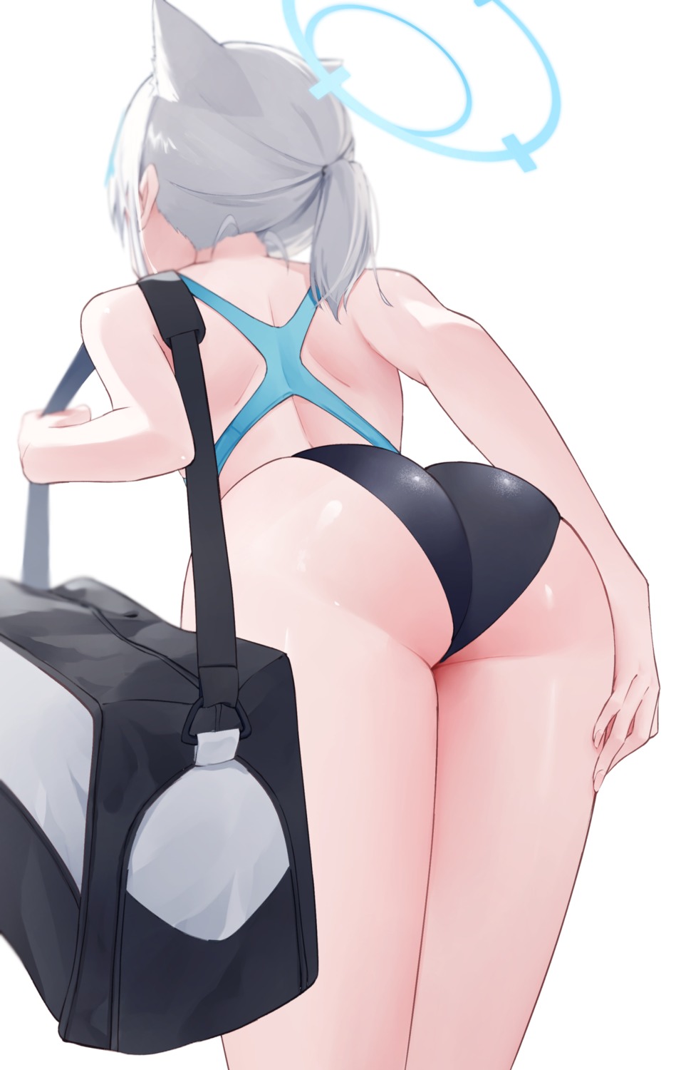animal_ears, ass, blue_archive, halo, nekomimi, shun'ya_(daisharin36), sunaookami_shiroko, swimsuits