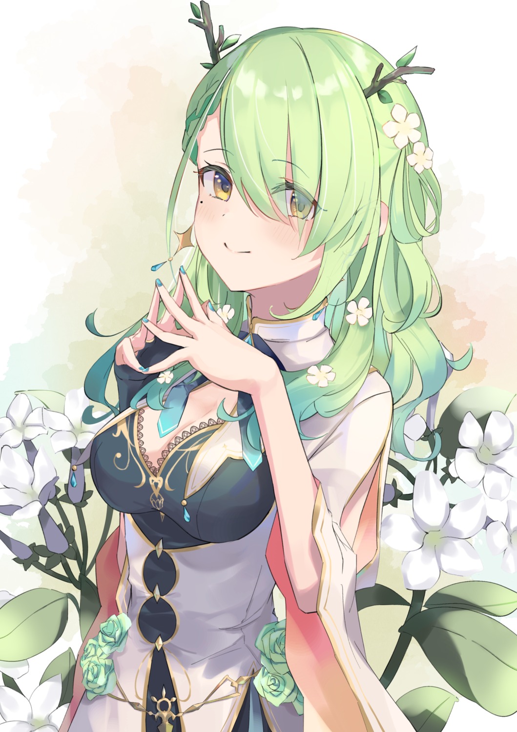 ceres_fauna, cleavage, hololive, hololive_english, horns, no_more