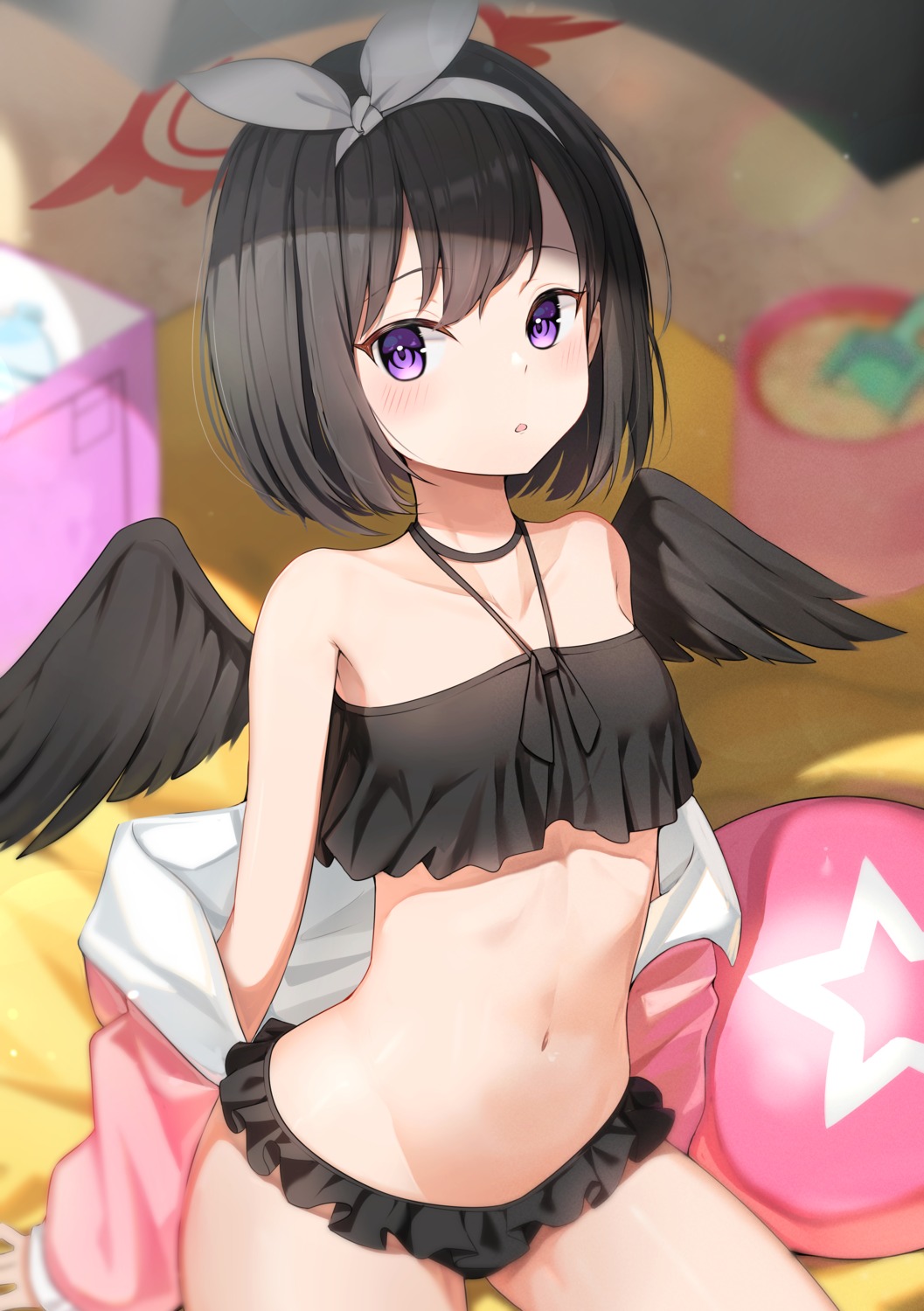 angel, bikini, blue_archive, shizuyama_mashiro, swimsuits, three_twosix, wings