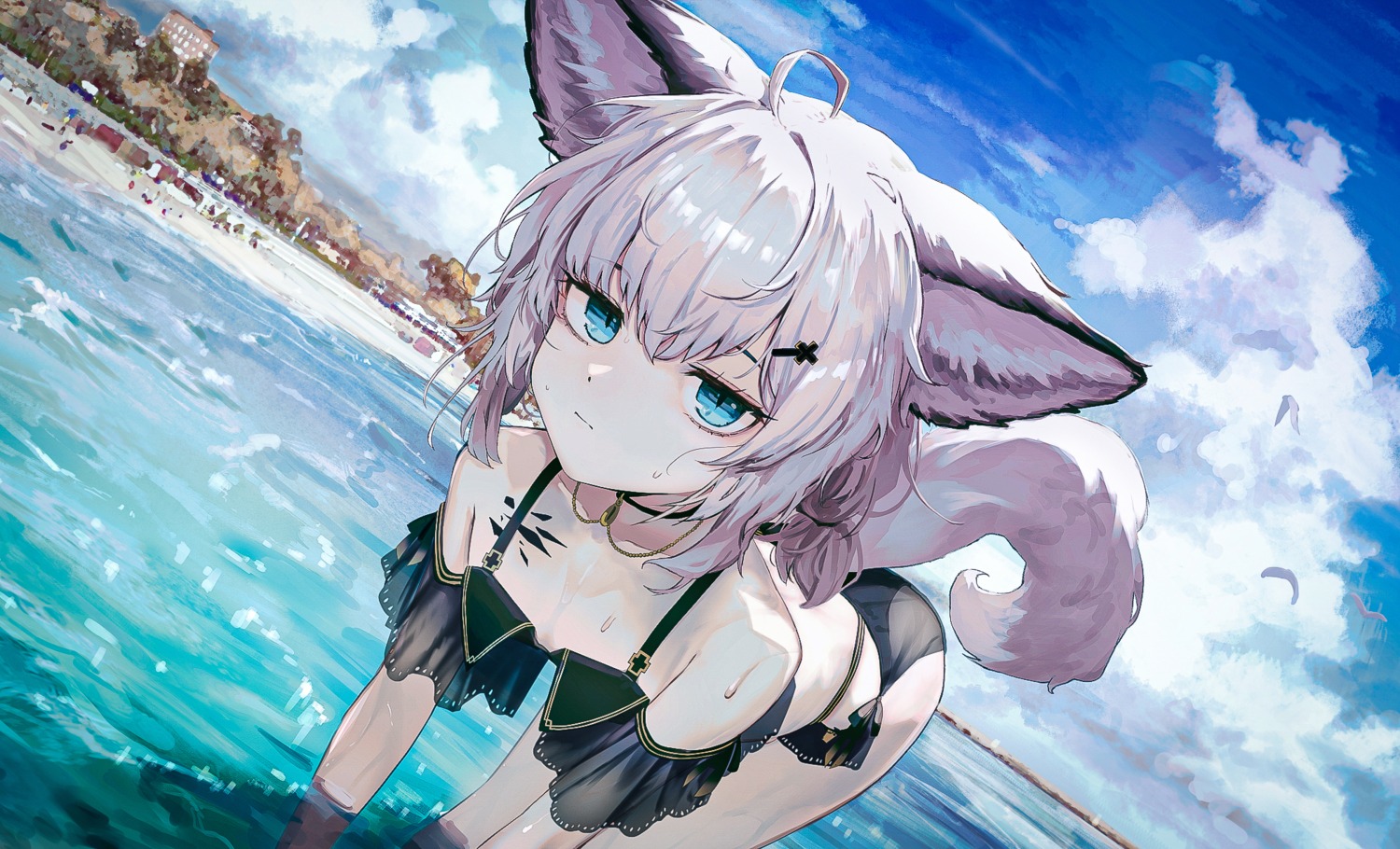animal_ears, arknights, bikini, sussurro_(arknights), swimsuits, tail, timitarcat, wet
